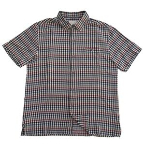 Tommy Bahama Mens Large 100% Silk Short Sleeve Button Down Check Shirt Travel